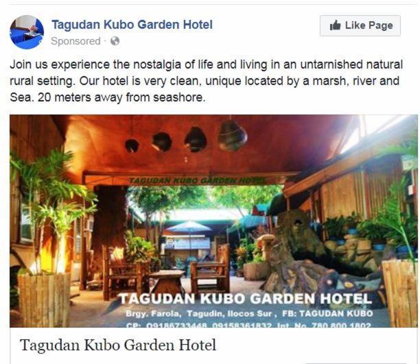 Tagudan Kubo Garden Hotel Tagudin Ngoại thất bức ảnh
